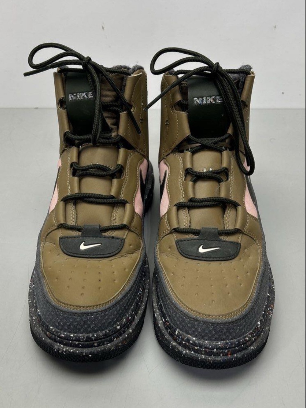 Nike Olive and Pink High-Top Sneakers with Black Accents - Picture 2 of 6
